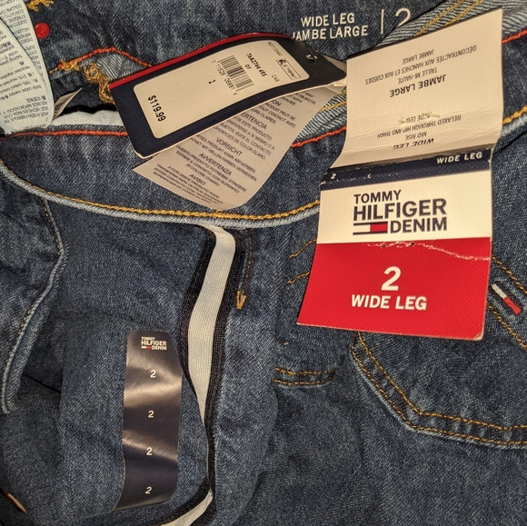 Tommy Hilfiger Wide Leg Logo Jeans New - Picture 3 of 10